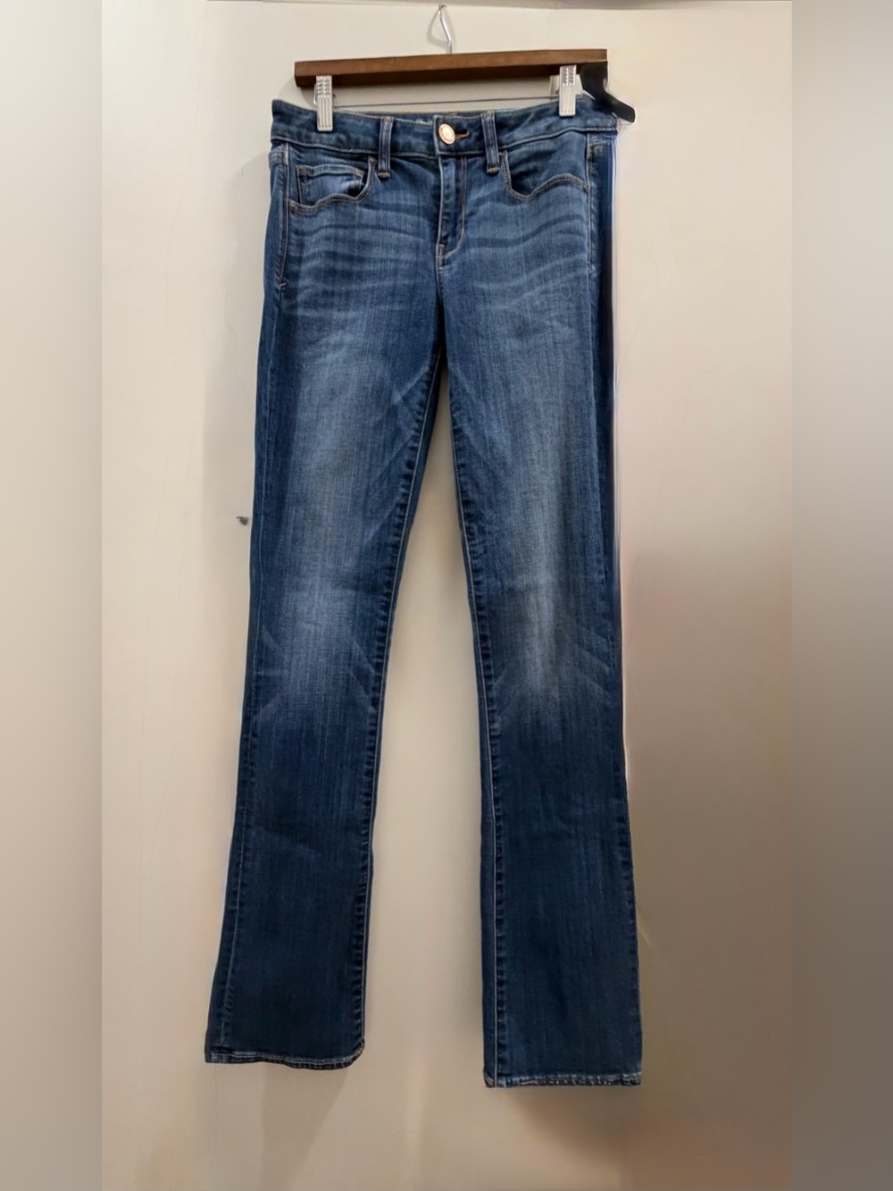 American Eagle Straight Leg Women’s Super Stretch X-Long Jeans Medium Blue SZ 6